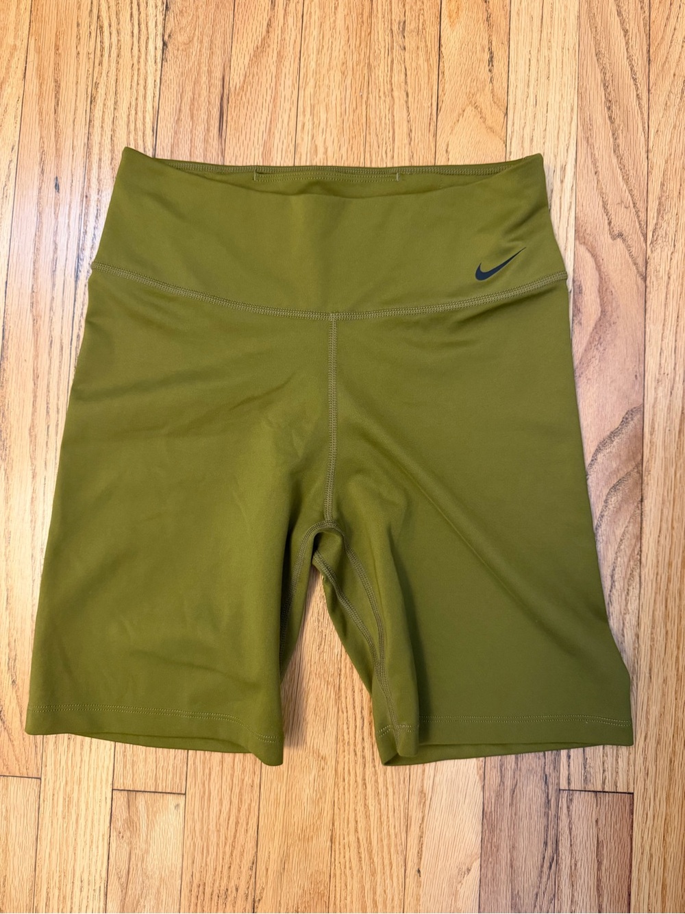 Nike Olive Green High-Waist Bike Shorts